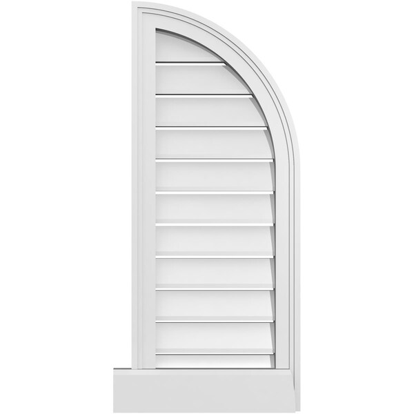 Ekena Millwork Quarter Round Top Right Surface Mount PVC Gable Vent w/ 2"W x 2"P Brickmould Sill Frame, 14"W x 34"H GVPQR14X3403SF - main
